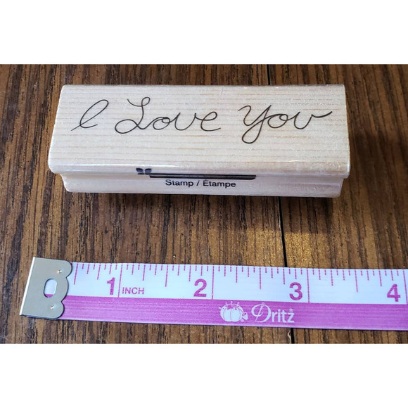 I Love You Card Making Words Cursive Craftsmart Wood Mounted Rubber Stamp - Picture 2 of 7